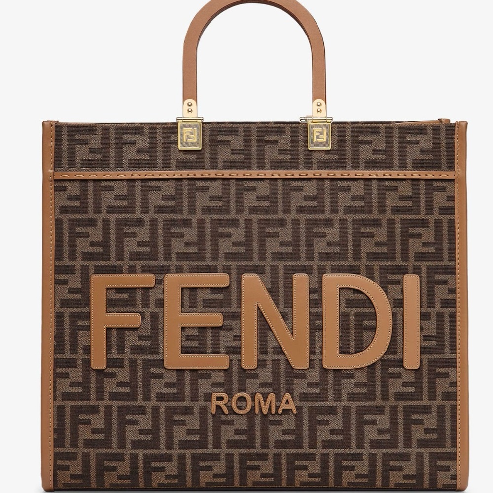 Fendi Sunshine Large Brown FF jacquard fabric shopper